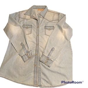 Wrangler pearl button denim snap button up size xl
